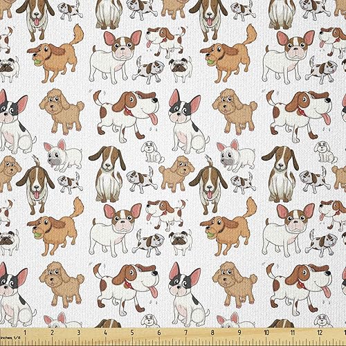 Miniatura 8 de Ambesonne The Yard, tela de jirafa estilo de dibujos animados que caminan entre árboles pequeños sobre fondo grunge, tema de sabana, tela de punto