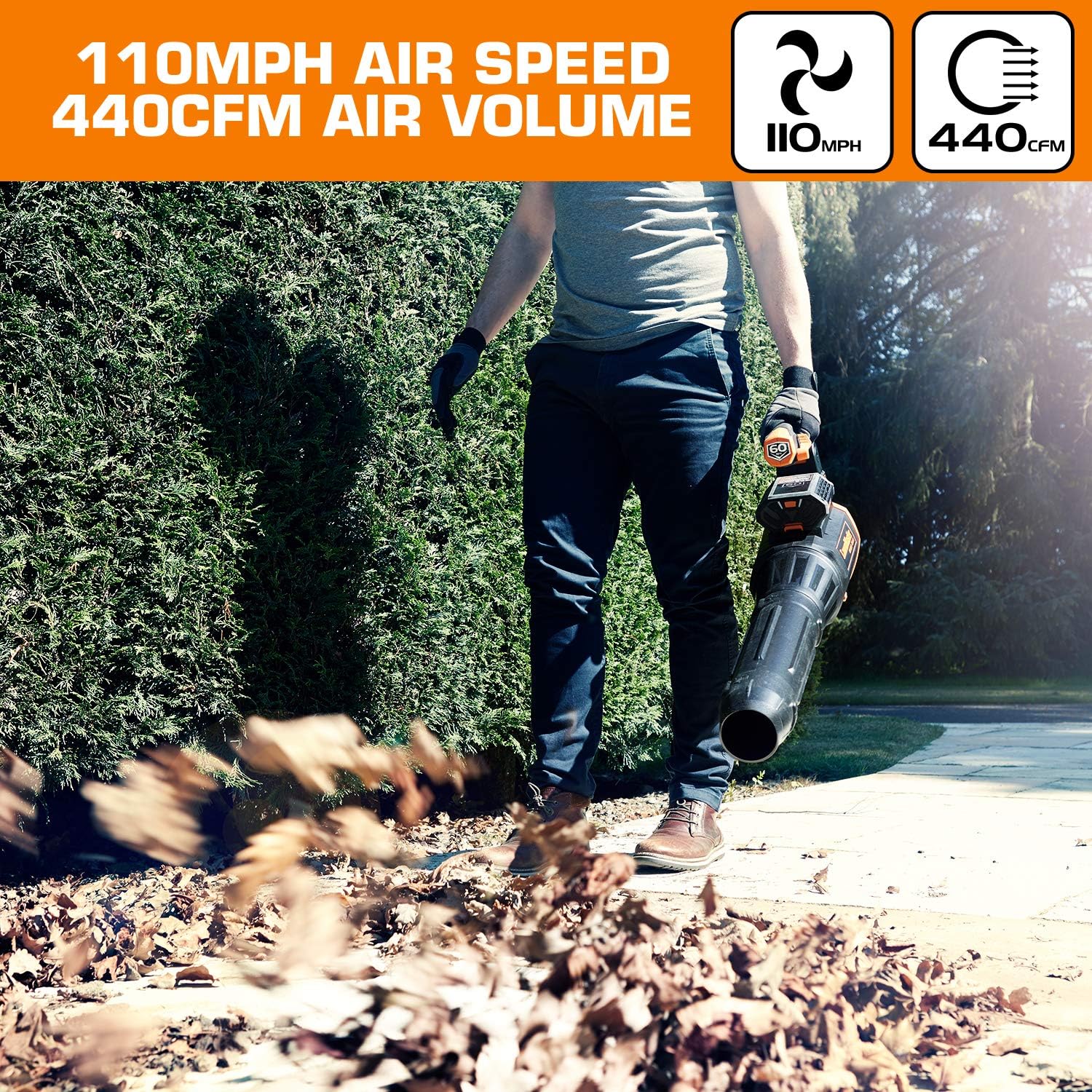 LawnMaster Cordless Leaf Blower Lightweight Blower Powerful 60V Max 2.0Ah Battery with Variable Speed & Cruise Control