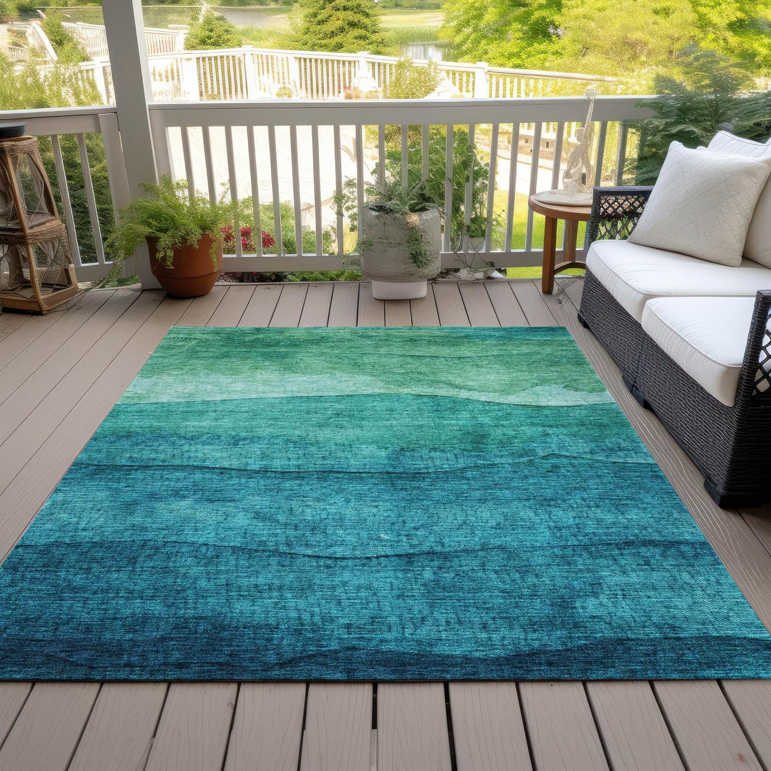 Addison Rugs Chantille ACN1699 Teal 5' x 7'6" Indoor/Outdoor, Machine Washable, Easy Clean, Non Shedding, Bedroom, Living Room, Dining Room, Kitchen, Patio Rug