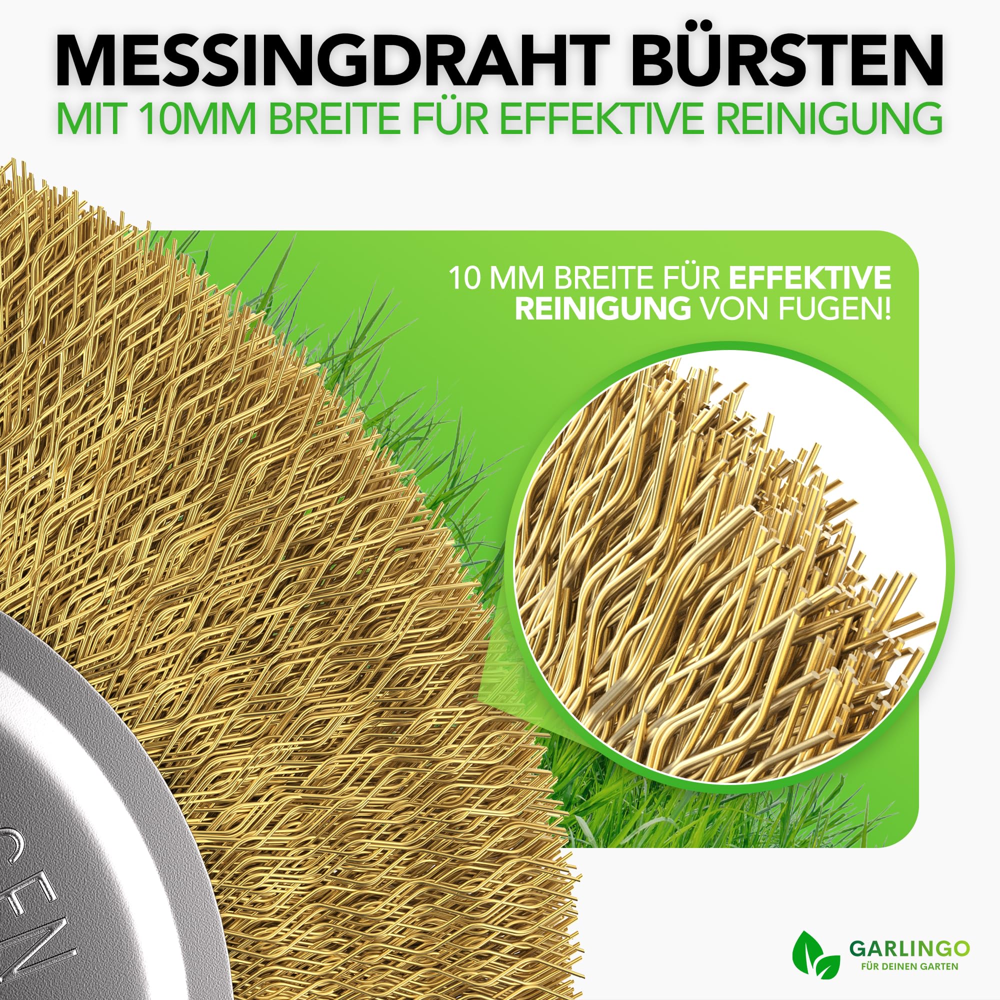 GARLINGO Szczotka do fug, zestaw 4 sztuk, kompatybilna z Gloria Multibrush i innymi szczotkami drucianymi, szerokość 10 mm, szczotka zapasowa