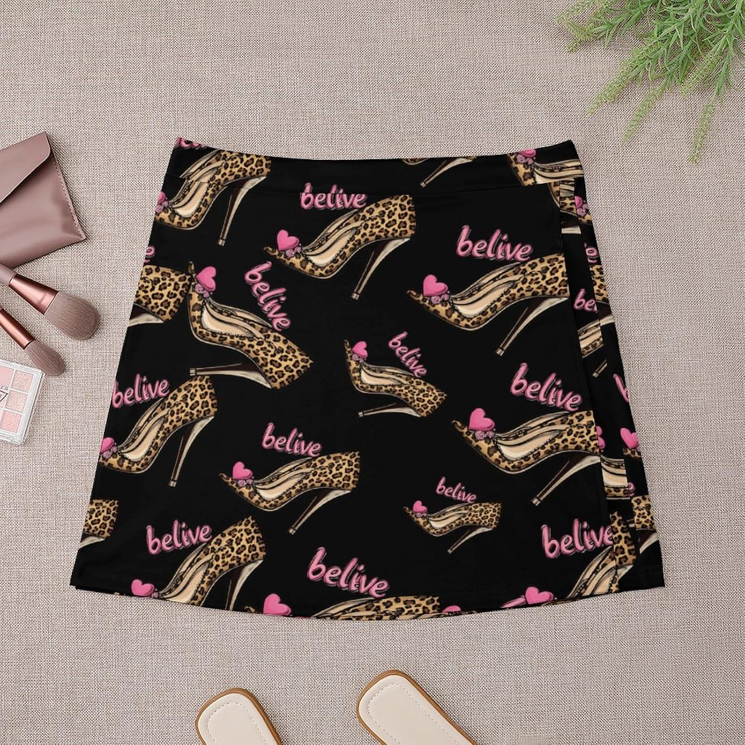 Leopard High Heels Skorts for Women Mini A-line Skirt Casual Tennis Golf Short Skirts