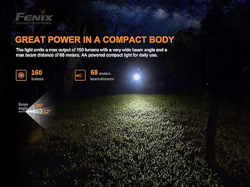 Miniatura 9 de Fenix Linterna LED E12 V2 de 160 lúmenes con paquete de batería alcalina AA EdisonBright