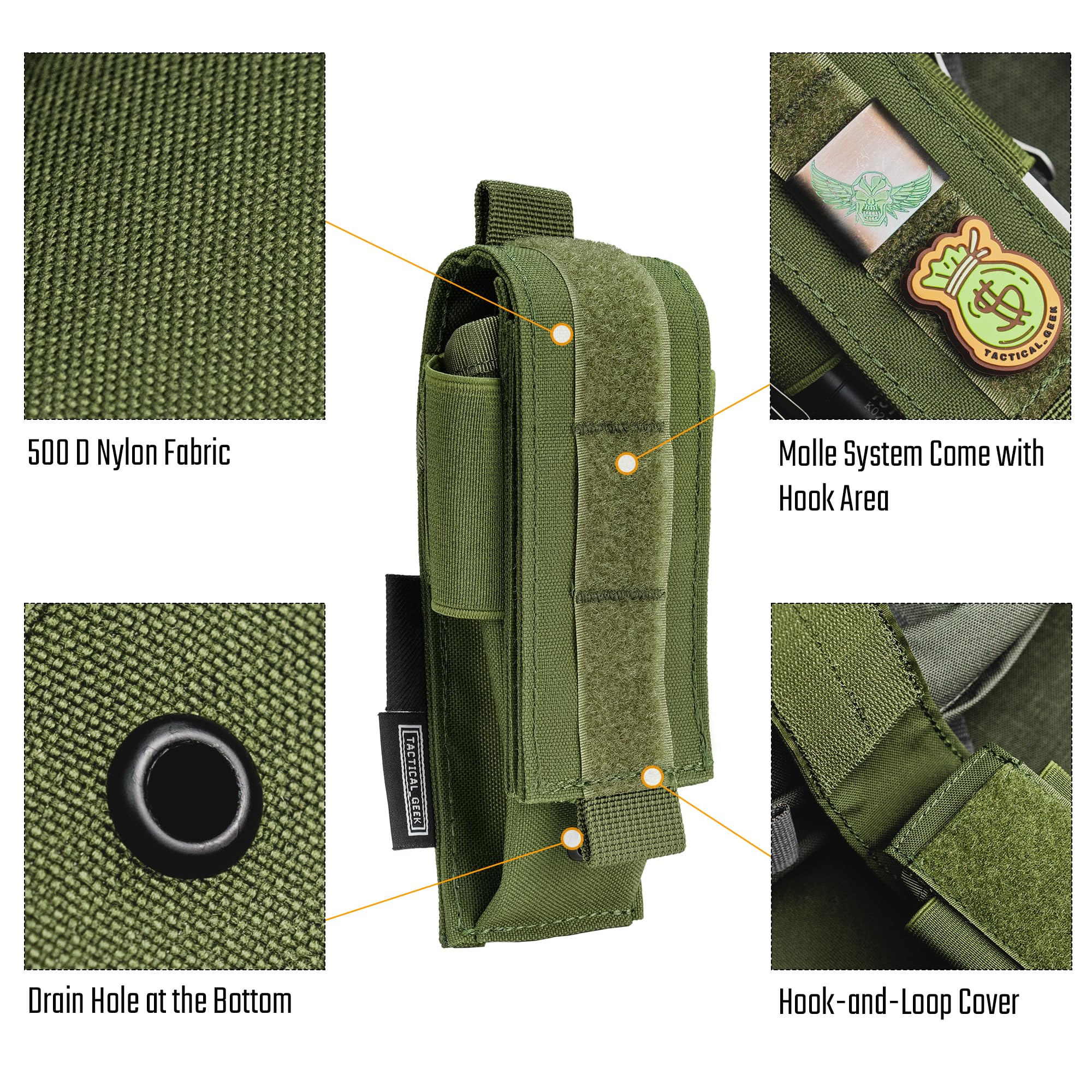 TACTICAL GEEK EXT8 MOLLE Funda para un Cargador de Pistola Funda táctica para Cargador de Pistola Funda para Cargador de Pistola Bolsillo para Herramientas Funda para Cargador de 500D Nylon
