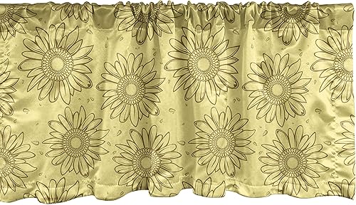 Miniatura 50 de Lunarable Cenefa de ventana abstracta contemporánea, líneas irregulares monocromáticas y nodos patrón curvilíneo, cenefa de cortina para decoración