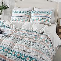 Vista 77 de HoneiLife Juego de funda de edredón floral 100% algodón, 3 piezas, suave, ropa de cama botánica con cierre de cremallera y lazos en las esquinas