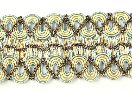 BEL AVENIR Braid Trim 2 inch 6.8 Yards Boho Style Woven Fabric Trim Handmade Polyester Sewing Wide DIY Crafts for Home DecorativeBlue