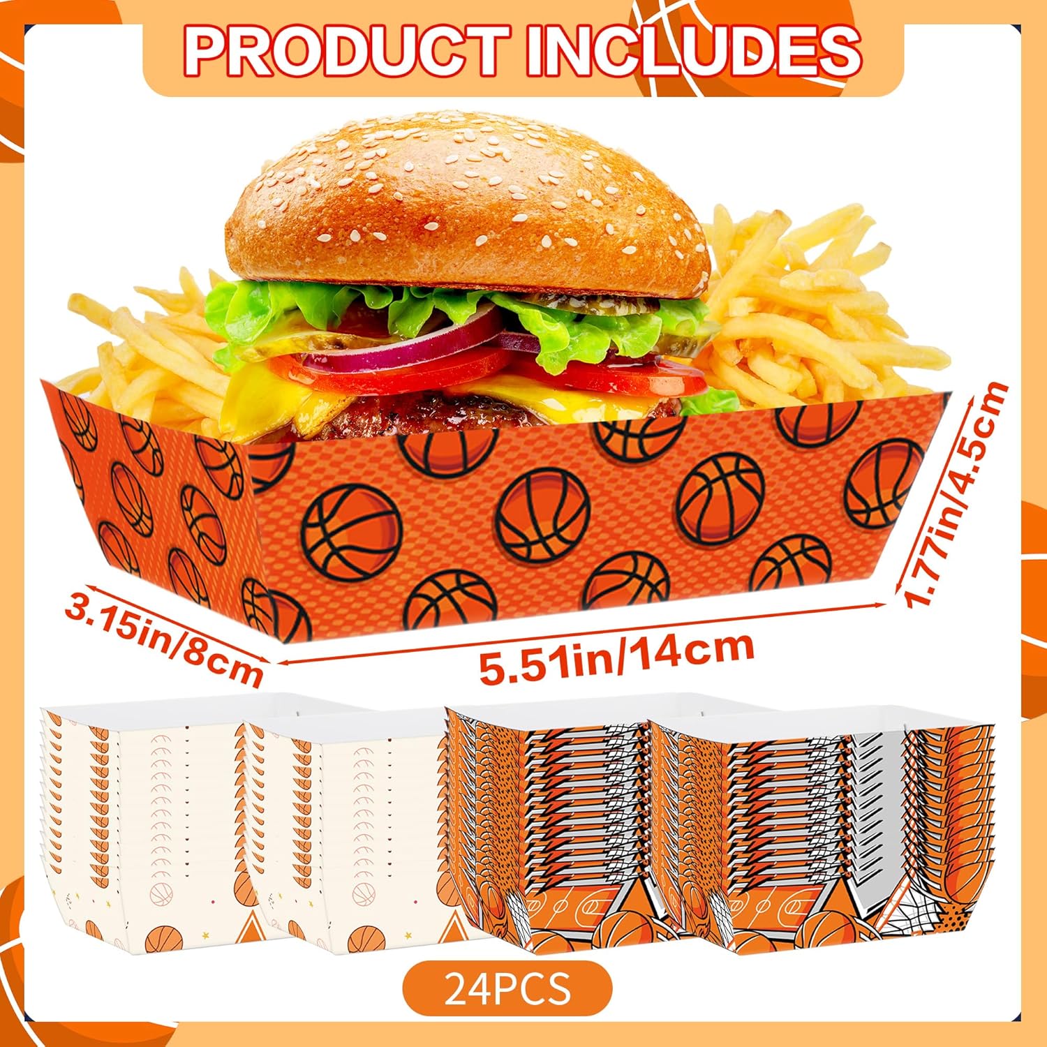 24Pcs Basketball LET The Madness Begin Disposable Paper Food Trays Snack Bowls Basketball Graduation Party Decorations Slam Dunk Sports Theme Supplies Decor for Boys Men - Image 3