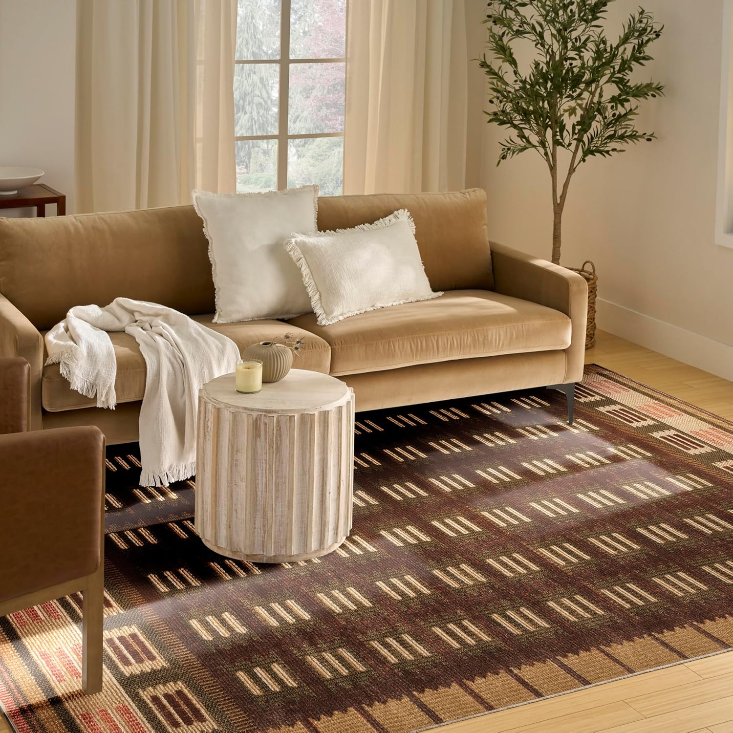 Nourison Home Nordic Rust 8' x 10' Area Rug - Easy Clean, Non Shedding, Bed Room, Living Room, Dining Room, Kitchen (8' x 10')