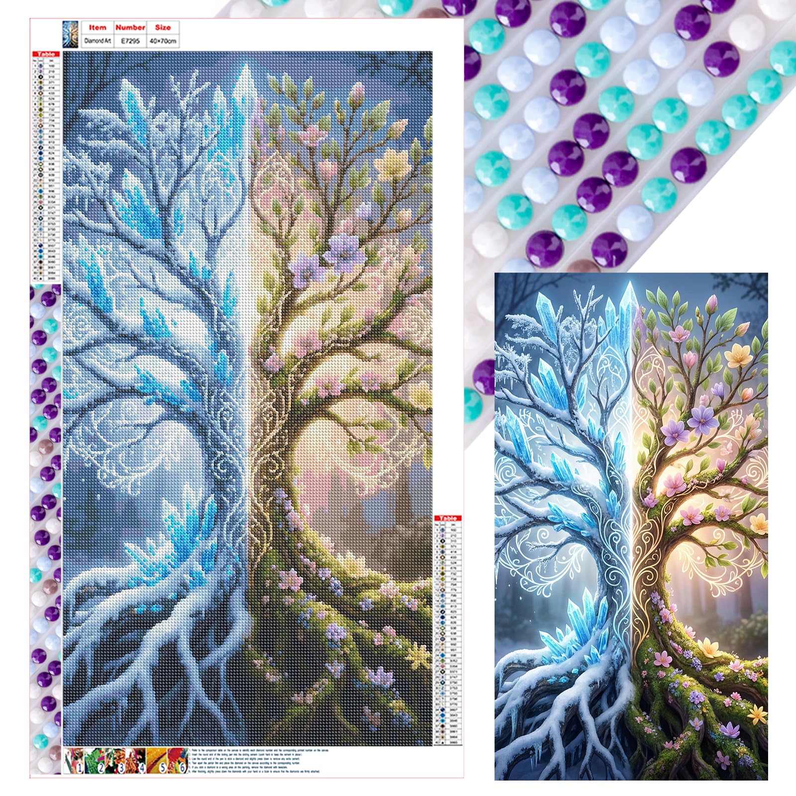 Poetrydraw Tree Full Diy 5D Round Drill Diamond Art Painting Kit For Adults/Beginners Gift Idea Home Decor Diamond Art Paintings Picture Arts Craft Large Size 40X70cm (Tree)
