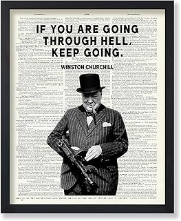 Poster Master Keep Going Poster - Winston Churchill Print - Motivational Art - Encouraging Quotes Art - Gift for Men & Women - Funny Inspiring Decor for Living Room or Office - 8x10 UNFRAMED Wall Art