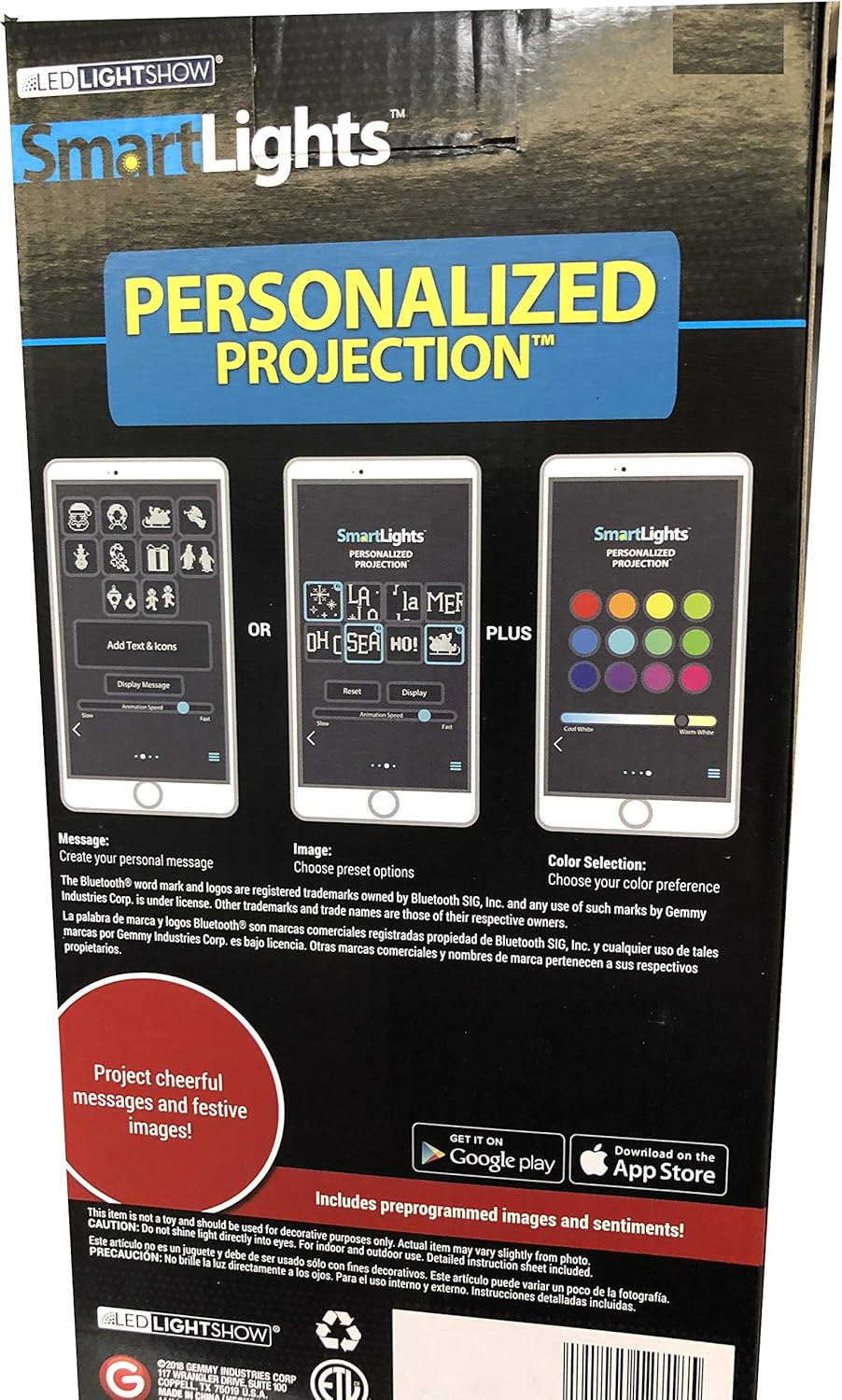 Gemmy Bluetooth Personalized Projector That Projects Cheerful Messages and Images Outdoor Christmas Light Display