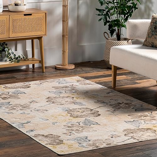 Miniatura 8 de nuLOOM Lilja - Alfombra vintage lavable a máquina, 5 x 8, marrón