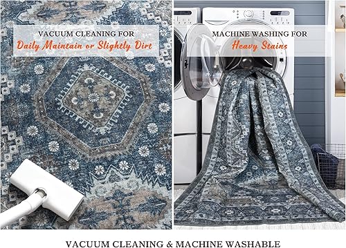 Miniatura 315 de Rugland Alfombras de área de 8 x 10, alfombra lavable resistente a las manchas, alfombras antideslizantes para sala de estar, alfombras tribales