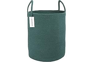 Cotton Rope Laundry Basket in Dark Green