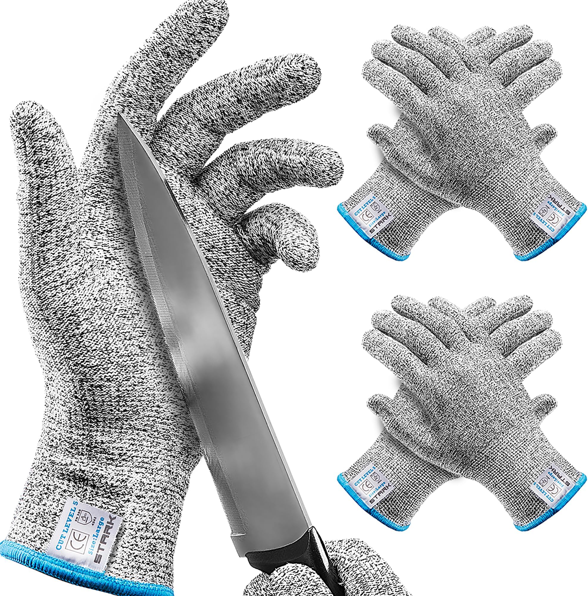 Cut Resistant Gloves, Level 5 Protection, Kitchen Cut Gloves for Meat, Shucking, Fillet, Mandolin Slicing, Carving, 2 Pair, Small