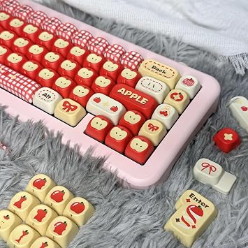 Red Apple 143 Keys MOA Profile PBT Dye-Sub Keycaps Fit 68/75/84/96/100/108 Layout Below Mechanical Keyboards (Red 143 Keys)