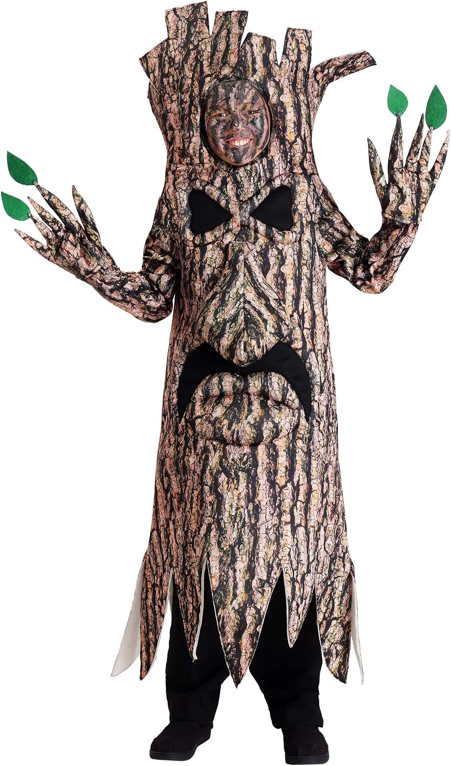 Terrifying Tree Costume for Kids with Hooded Tunic and Attached Gloves