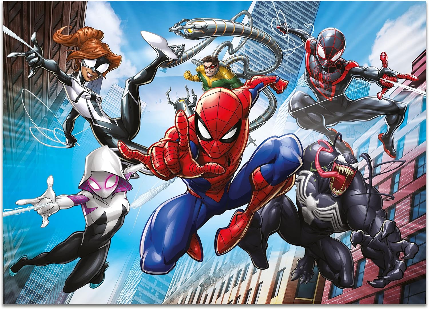 Liscianigiochi Marvel Puzzle DF, 100385, Rompecabezas de Doble Cara MAXIFLOOR 4x48 Spiderman