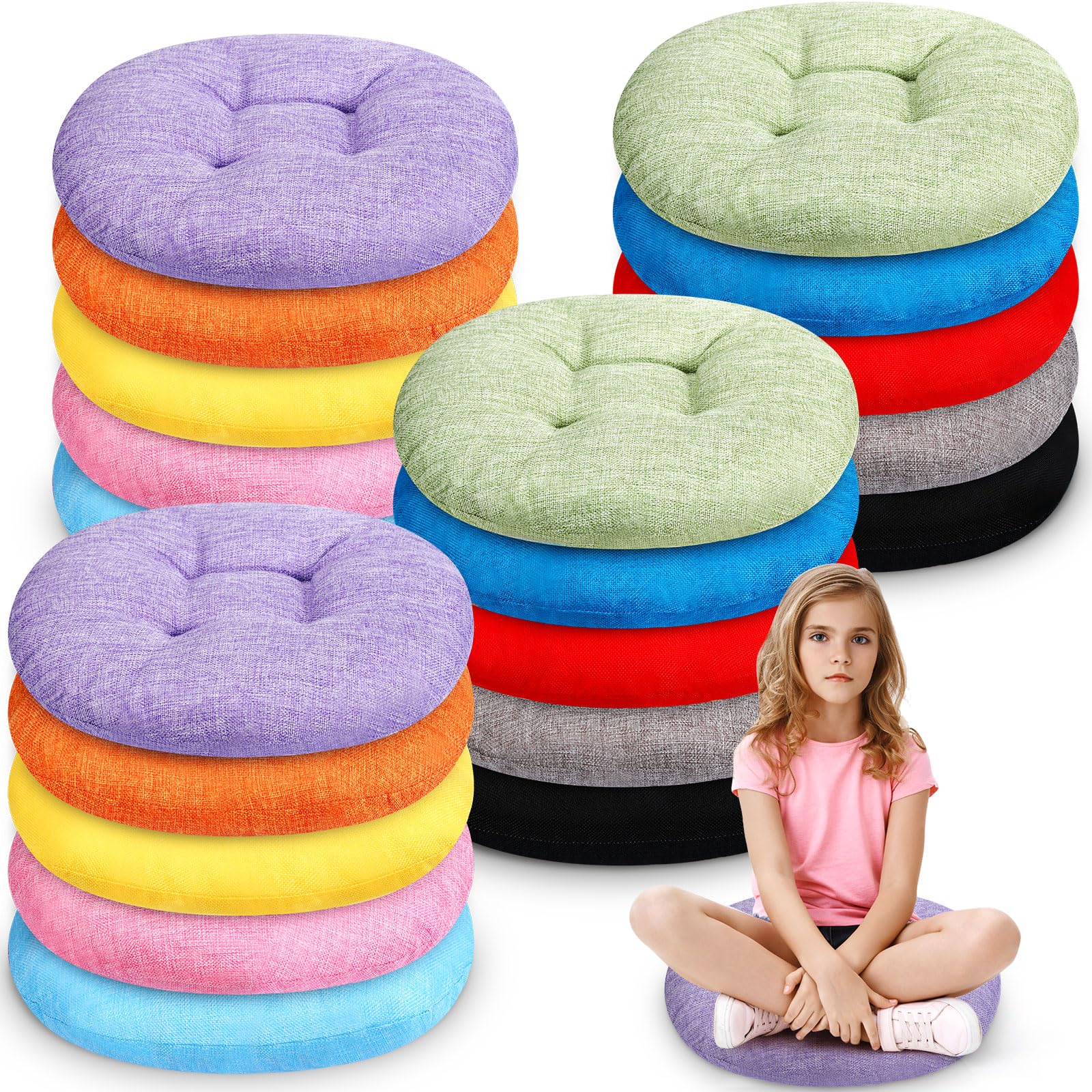 Photo 1 of Wesiti 20 Pieces Floor Cushions Circle Seat Pillows Seating Flexible Seating for Classroom Elementary 15.75 Inch
