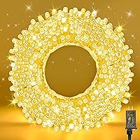 WASTROYAL 210 LEDs Warm White LED String Lights 70FT - Waterproof Connectable Transparent Wire for Christmas Indoor Outdoor Decor