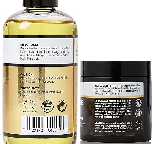 Miniatura 2 de Cosmetasa - Aceite de masaje de celulitis exfoliante de café masajeador y guante  exfoliante para el cuerpo y la cara del café arábigo tonifica e