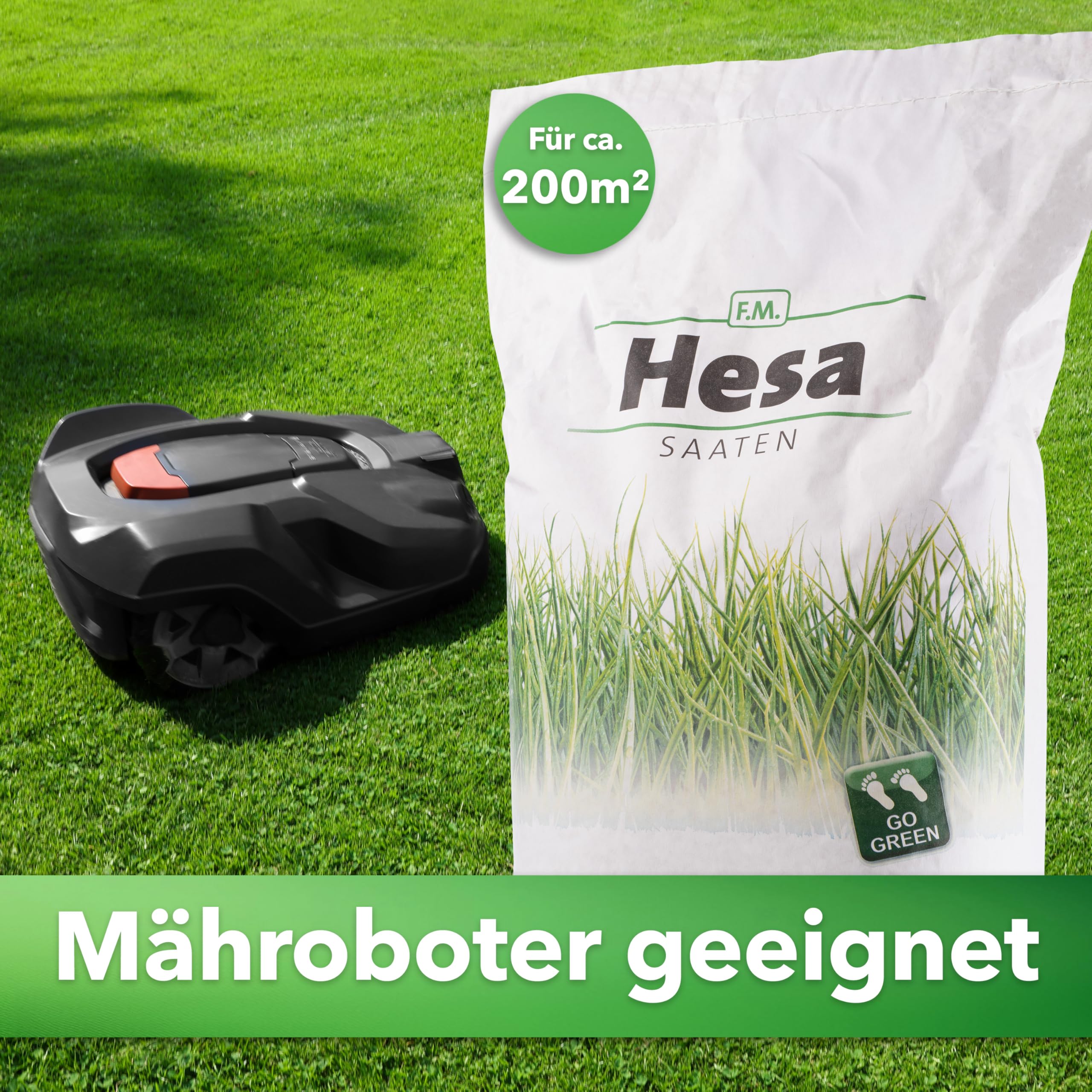 Hesa Sportrasen Strapazierrasen Rasensamen, 5 kg für ca. 200 m², schnellkeimende Rasensaat in RSM-Qualität für Neuansaat & Nachsaat, robuste dichte Grasnarbe für Spiel, Garten & Sport, Made in Austria