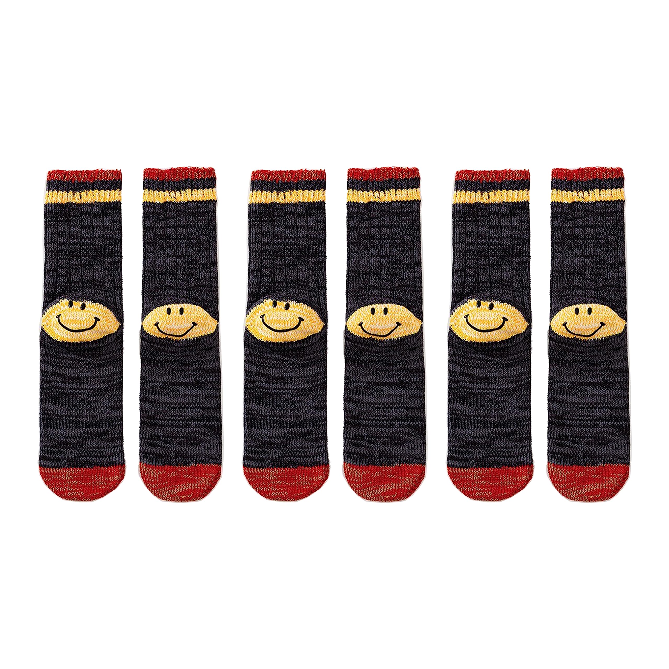 Ralxion Women's Greystripe 3 Pairs Smiley Face Socks, Cute Aesthetic Preppy Vintage Smiling Face Socks, One Size