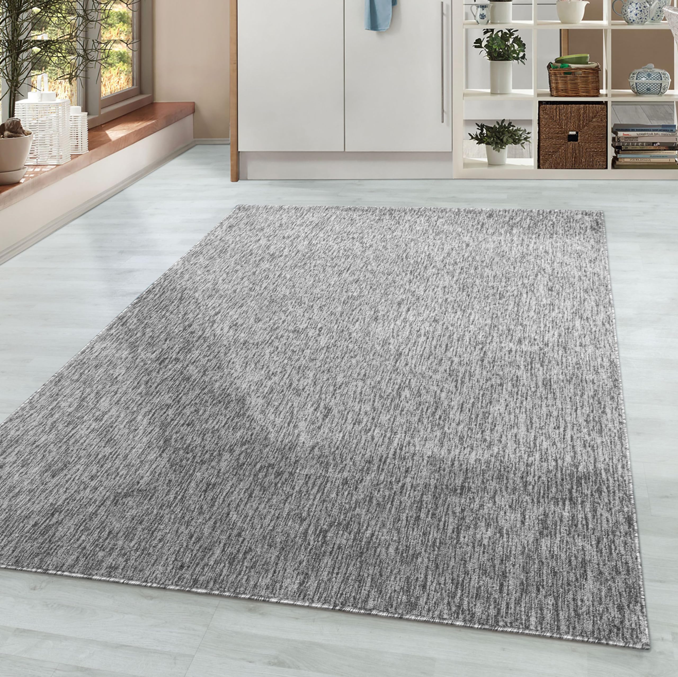 HomebyHome Alfombra Salon de Pelo Corto 160x230 cm Gris Claro - Alfombras de Habitacion Diseño Moteado Liso Sala de Estar Suave - Moderna Alfombra Cocina, Alfombra Dormitorio, Tapete Sala OEKO-TEX STANDARD 100