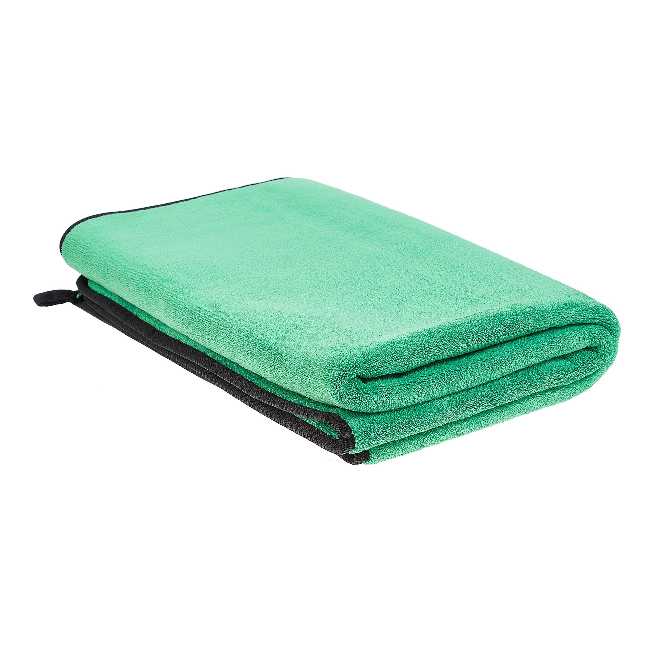 Toalla de secado de microfibra de 800 g/m², color verde | Paño de limpieza de felpa grande de 50 x 76 cm para lavar el coche, detallar, pulir, hogar, baño, vidrio, sin pelusa y antiarañazos.
