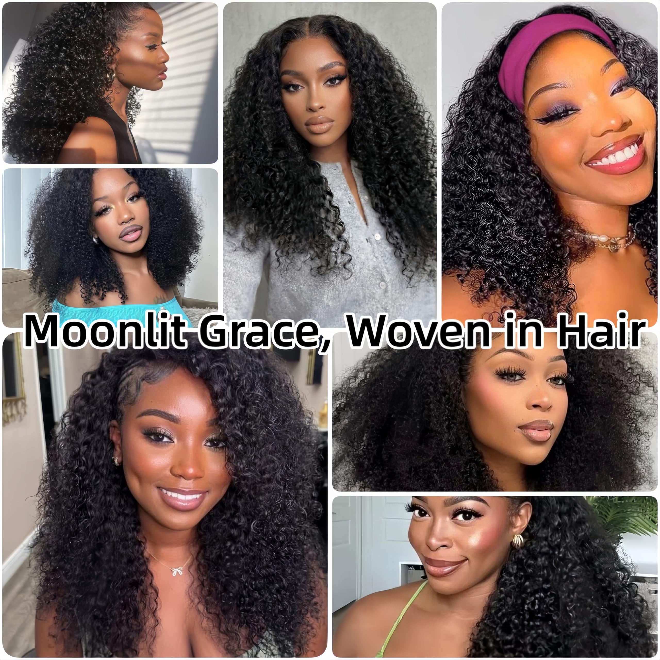 Kinky Curly Natural Human Hair Bundles 14 16 18 Cali Human Hair Bundle - 100% Nieprzetworzone Brazilian Virgin Hair Wefts - 3 Wiązki 210g - Weave Extensions Naturalny Czarny