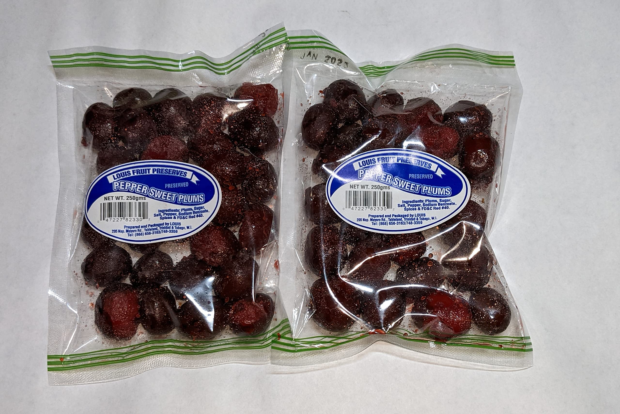 Louis Fruit Preserves Pepper Sweet Plums 250 g (Pack of 2) Trinidad & Tobago Snack