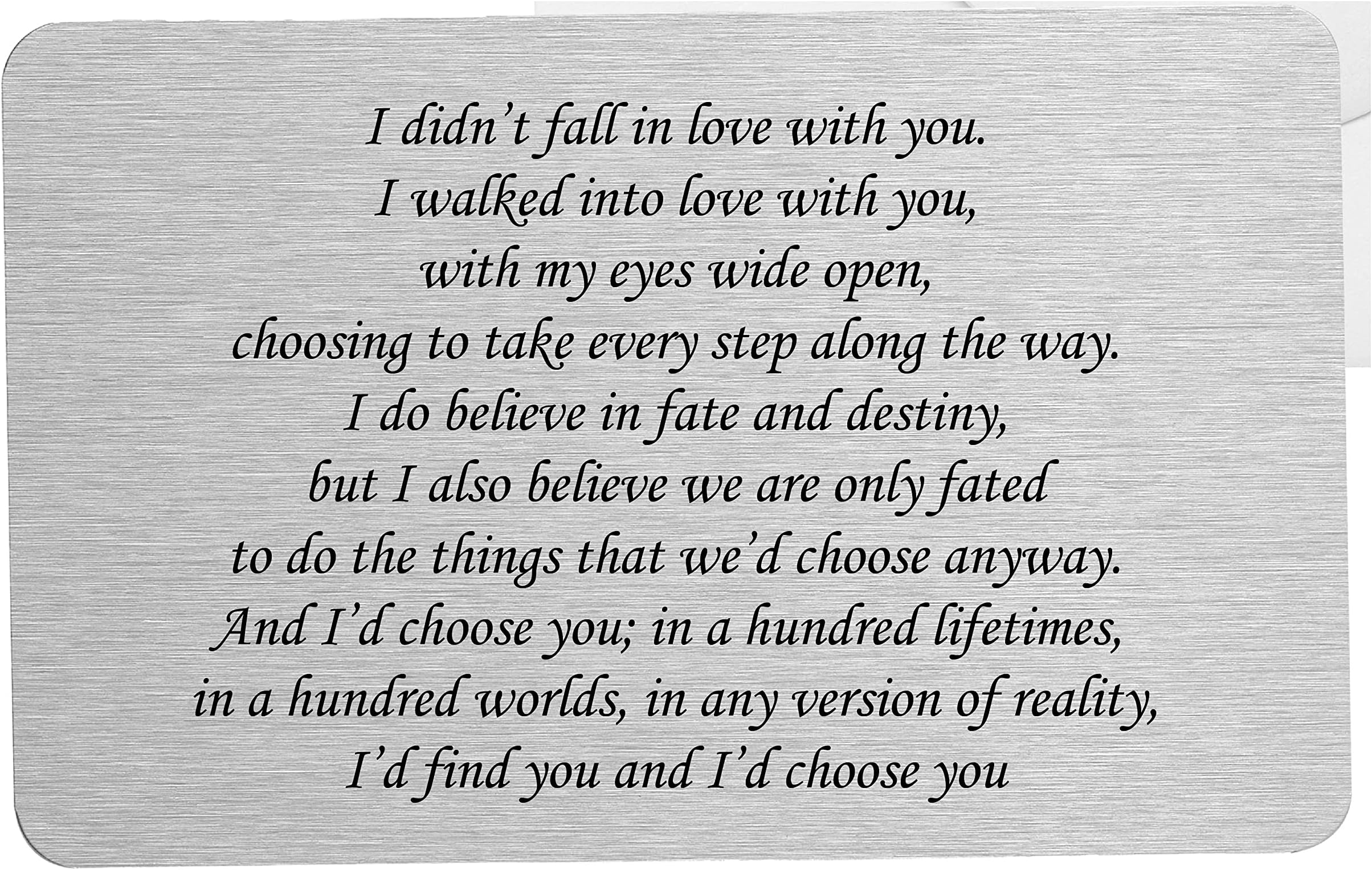 Sentimental Keepsake I Walked Into Love Metal Wallet Card Romantic Anniversary Birthday Gift