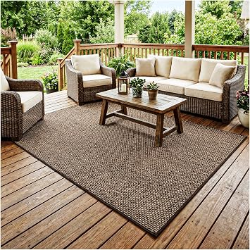 KOECKRITZ 5 x 8 Catalina Woods Nugget Special Indoor Outdoor Area Rug - Multilevel Loop Berber - Durable & Stain Resistant Carpet for Porches, Decks, Patios, Sunroom