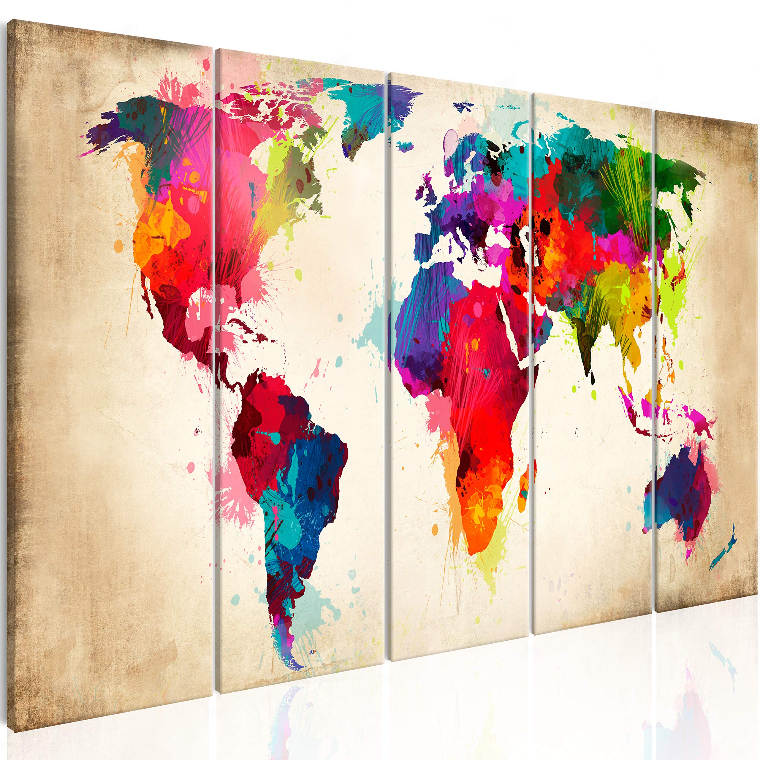 murandoAcoustic Canvas Wall Art World map 225x90 cm / 89" x 35" picture with acoustic foam sound absorption print image Artwork 5 pcs room acoustics soundproofing k-A-0247-b-n