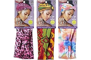 Pink Cheetah Headband 7" Extra Wide Silky Headwrap