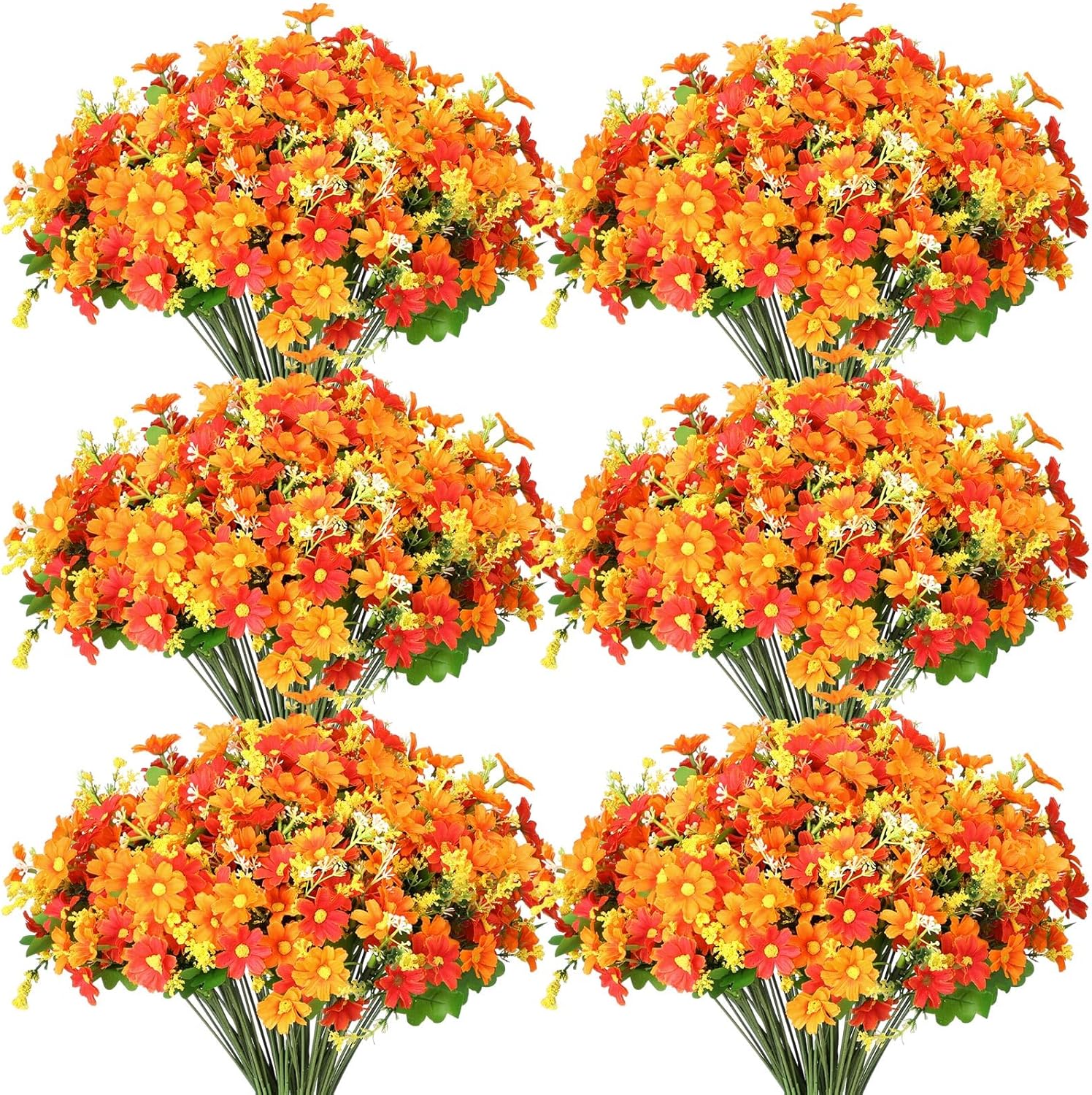 Yinder 21 Bundles Artificial Flowers Outdoor UV Resistant Artificial Plants Wildflowers Bulk Plastic Daisies Flower for Spring Hanging Planter Porch Home Garden Decor Wedding(Multicolor)