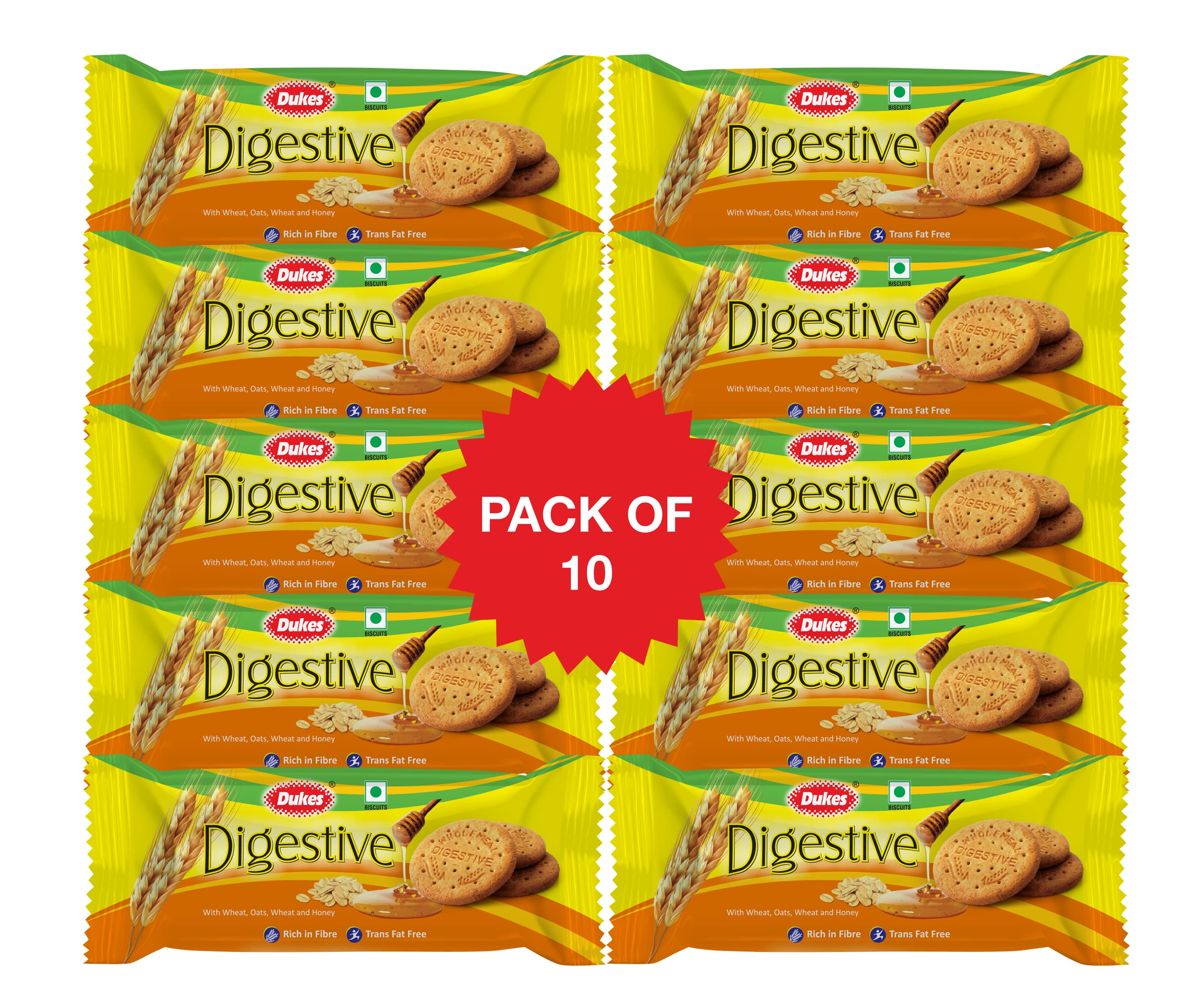 Dukes Digestive - Natural Goodness of Oats, Wheat, and Honey (Pack of 10 - 1000 Gram) - Honey - Image 2 thumbnail