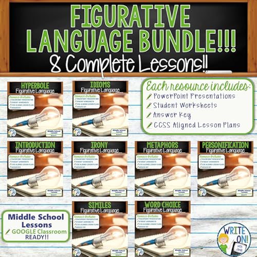 figurative language bundle literary devices ndash 8 lessons ndash each activity comes with a powerpoint worksheets lesson plan and is google classroom ready ndash middle school digital educational resources