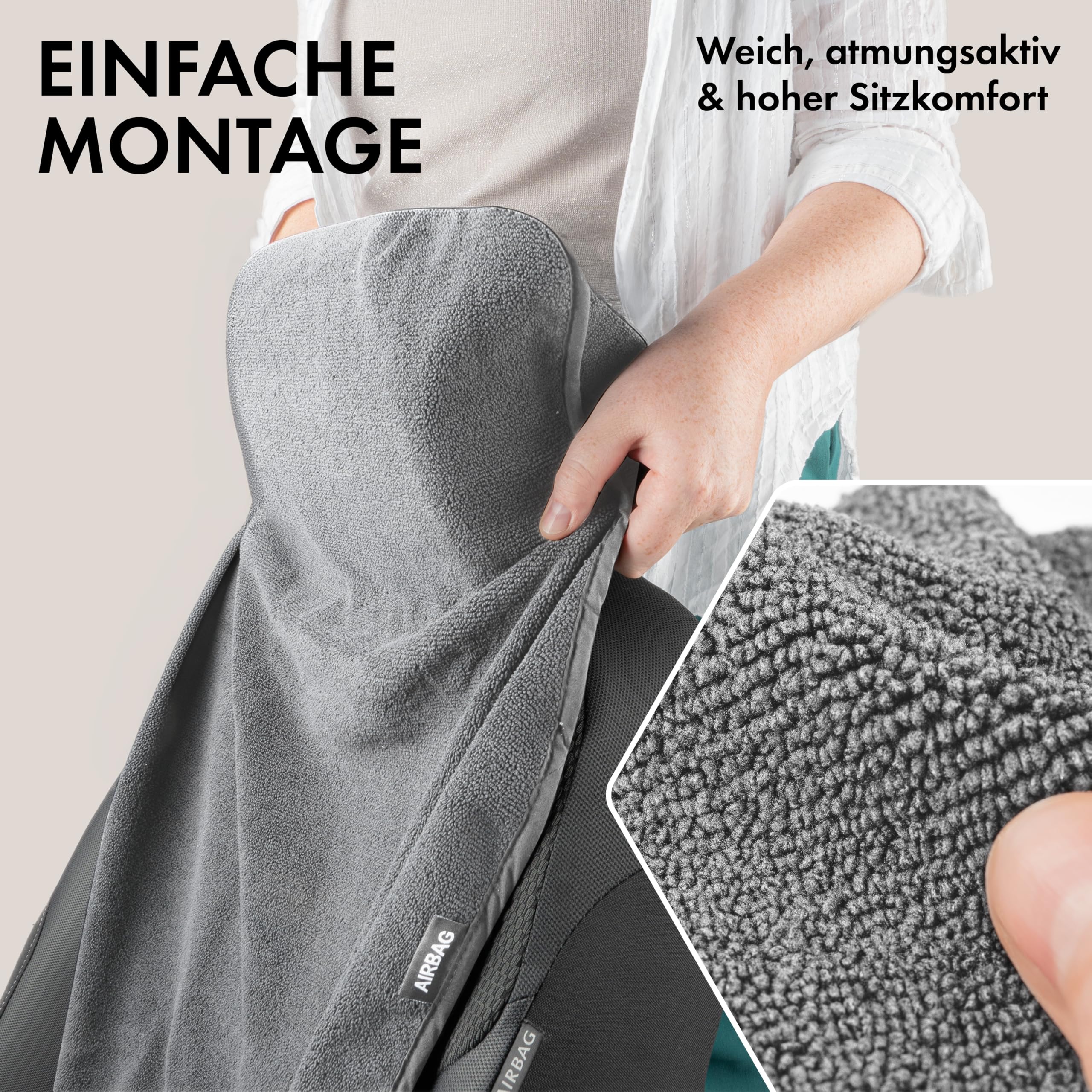 Walser Auto Sitzauflage Vordersitz aus Frottee, 2er Set Sitzaufleger, waschbarer Sitzschoner Auto, Universal Auto-Sitzauflage, Autositz-Überwurf, Schonbezug Autositz vorne 2 Stück grau