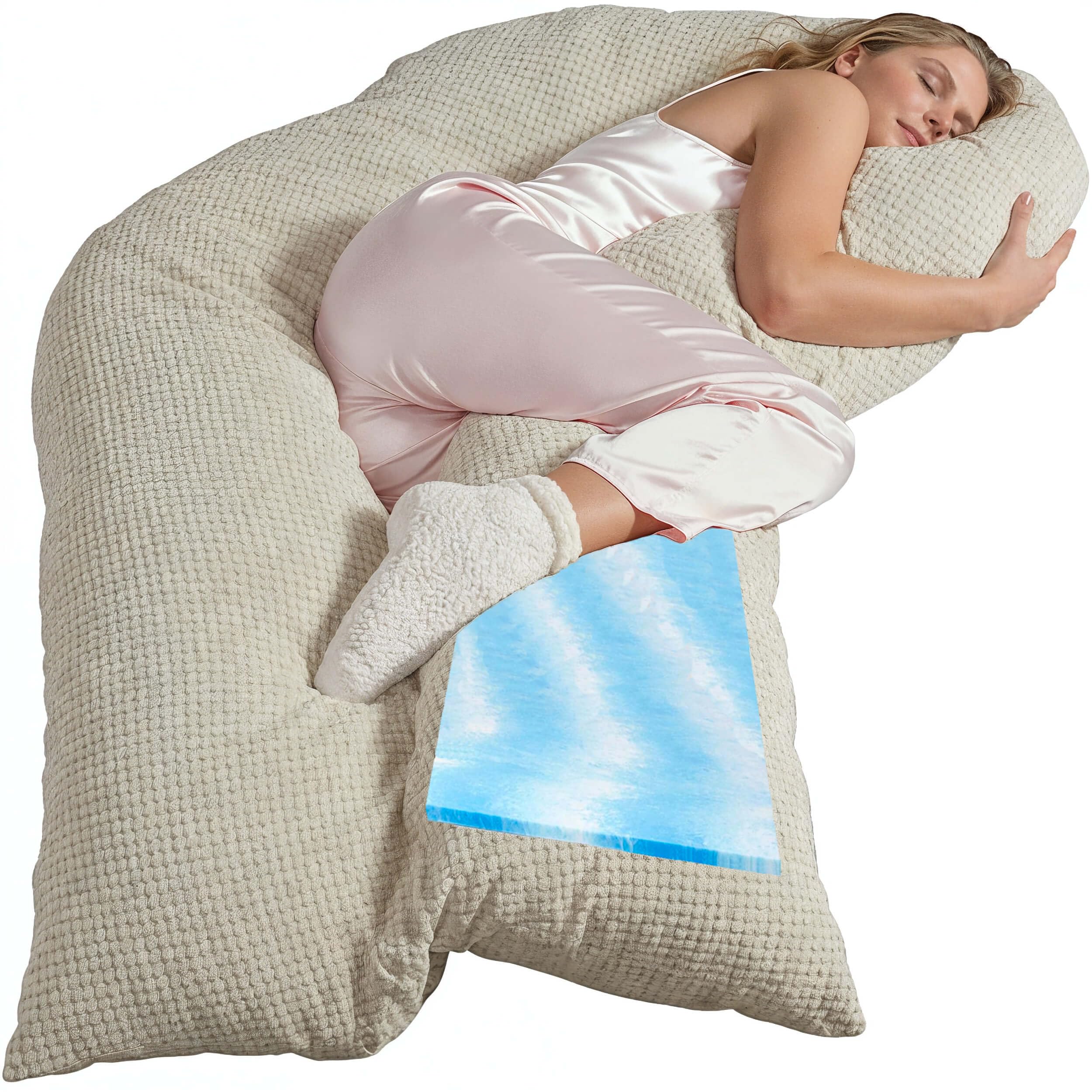 Traumreiter Seitenschläferkissen Visco XXL langes Wendekissen Memory Foam [orthopädisch] + Watte Seite | Schwangerschaftskissen zum Schlafen, Stillkissen Kissen, Komfortkissen mit Bezug Leinenfarbig