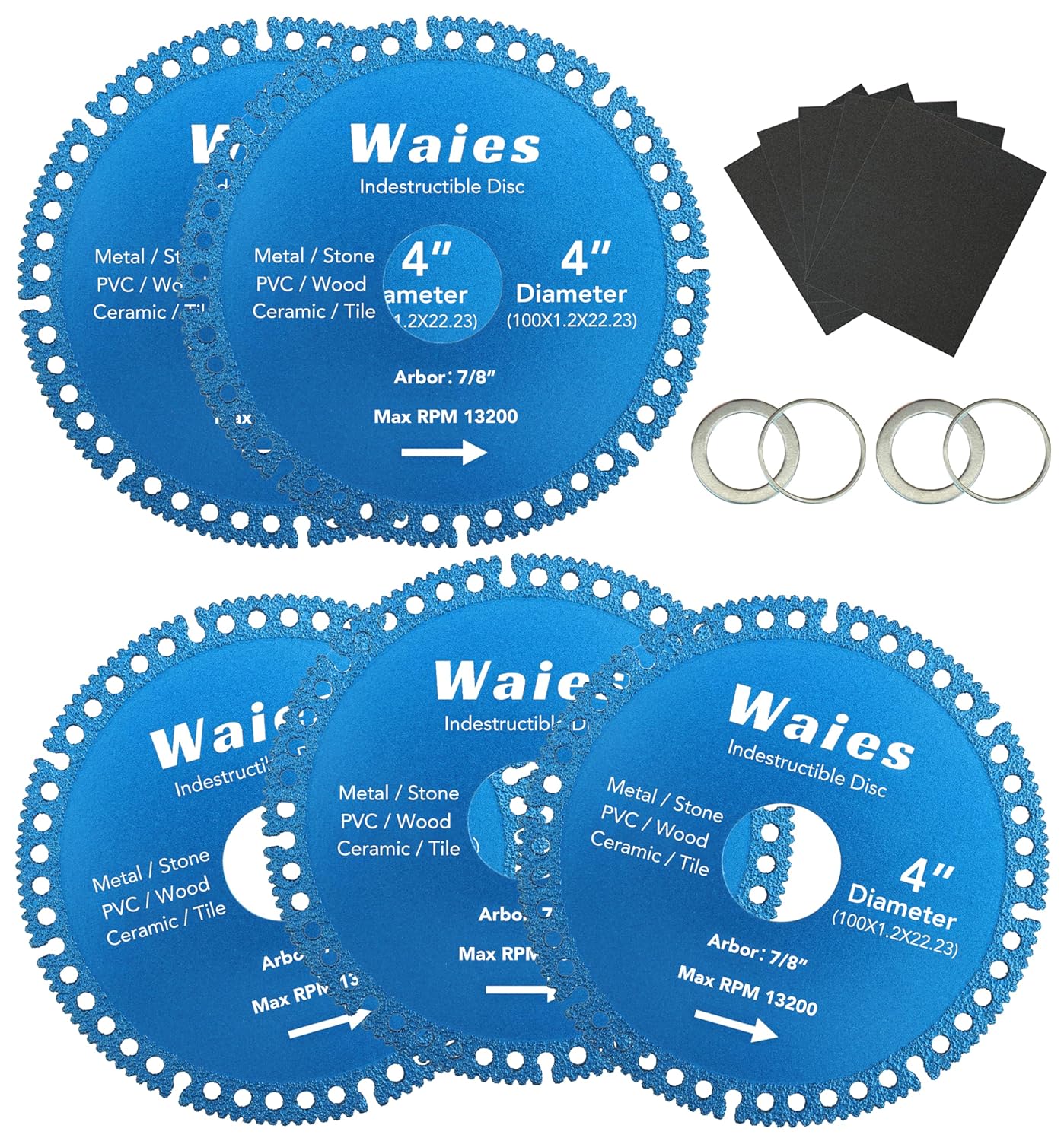 Waies 4 Inch Indestructible disc for Angle Grinders, All Purpose Metal