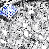 Vista 21 de NUPICK Vidrio de Fuego de 20 Libras, Vidrio de Fuego Reflectante de 1/2 Pulgada, Compatible con Vidrio para Fogata y Vidrio de Chimenea, Azul