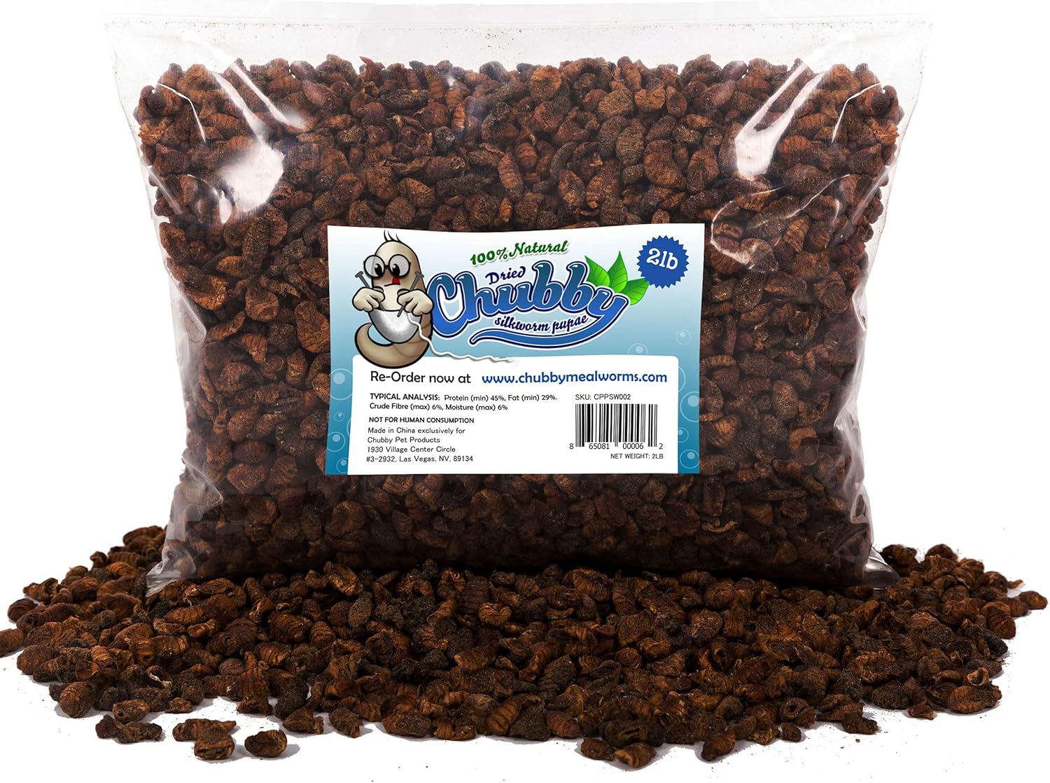 Chubby Dried Silkworm Pupae | 2 lbs | High-Protein Treat for Koi, Fish, Reptiles & Terrapins Nutrient-Rich Calcium Snack