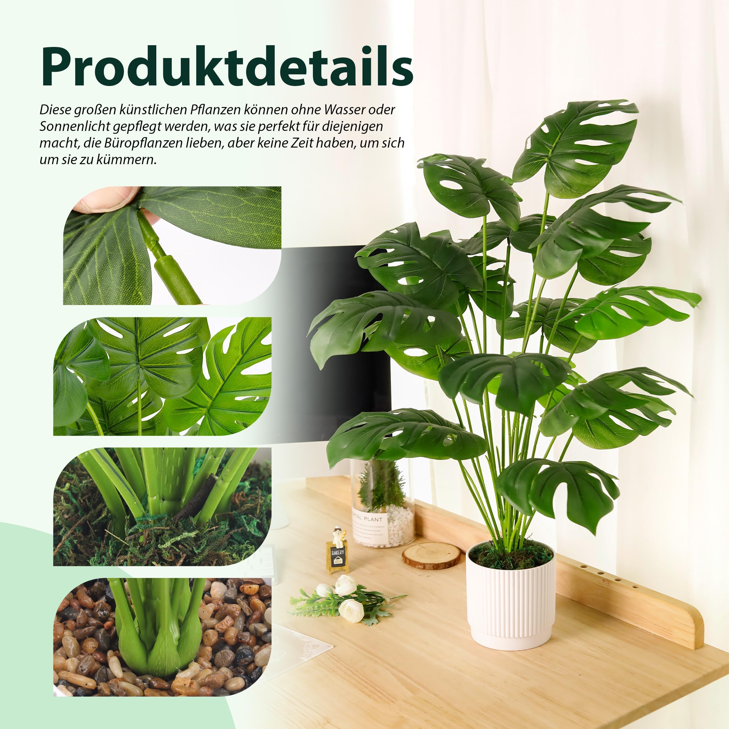 Der Rose Kunstpflanze Künstliche Pflanzen Wie Echt 71 cm Kunstpflanzen Groß Fake Plant für Wohnzimmer Badezimmer Schlafzimmer Zimmer Balkon Deko