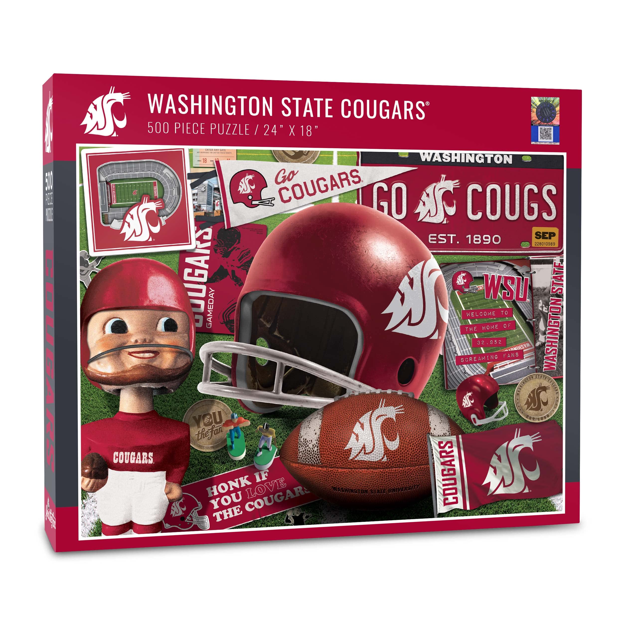 YouTheFan NCAA Washington State Cougars Retro Team Large Puzzle