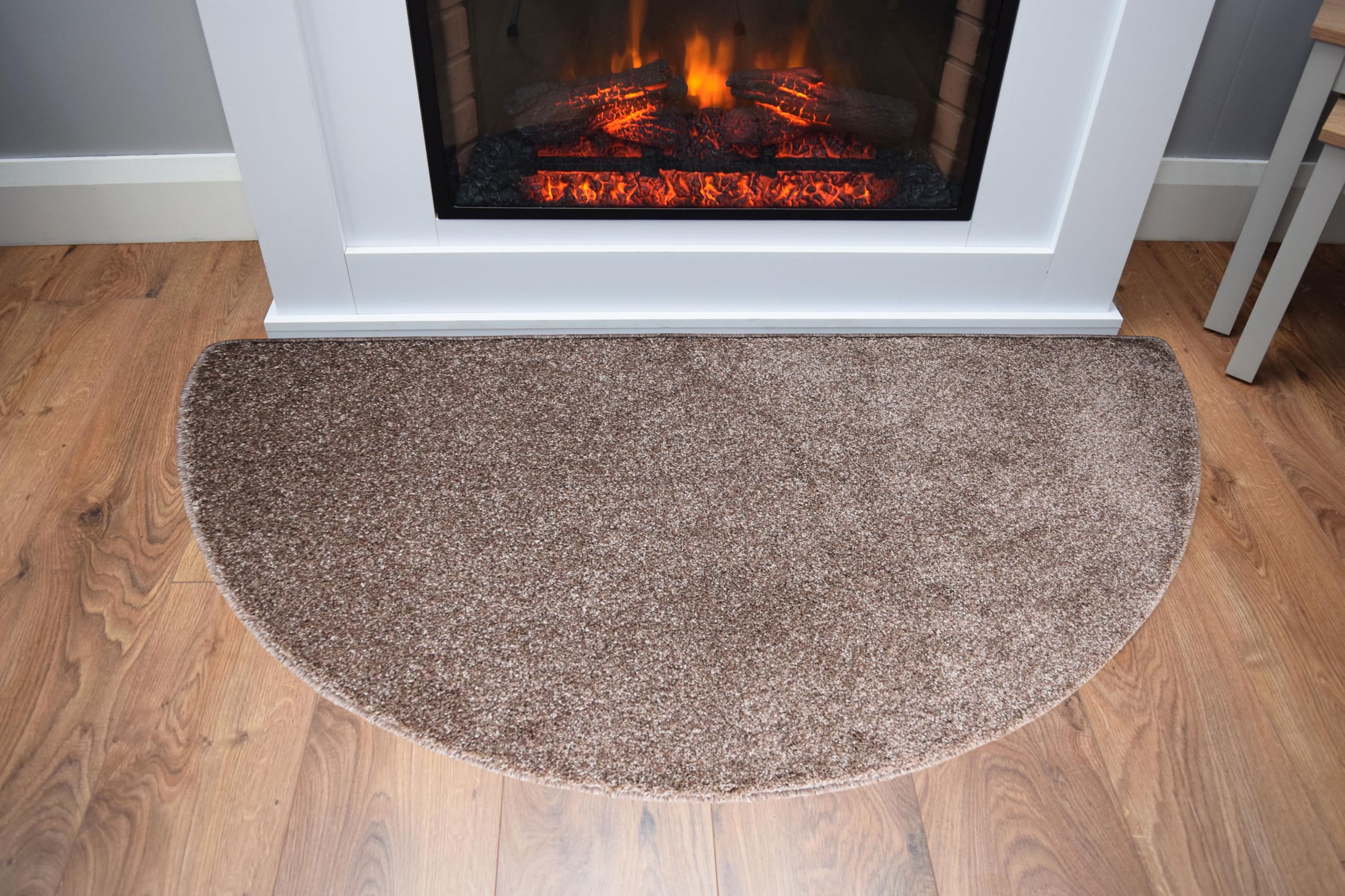 SrS Rugs Fireside Rug for Living Room Half Moon Hearthplace Mat Soft Pile (Light Brown) — image 1