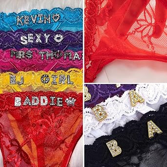 Personalized Thongs with Names Bra Set,Custom Sexy Lace Thongs with Name,Personalized Underwear Panties Lace Bikini