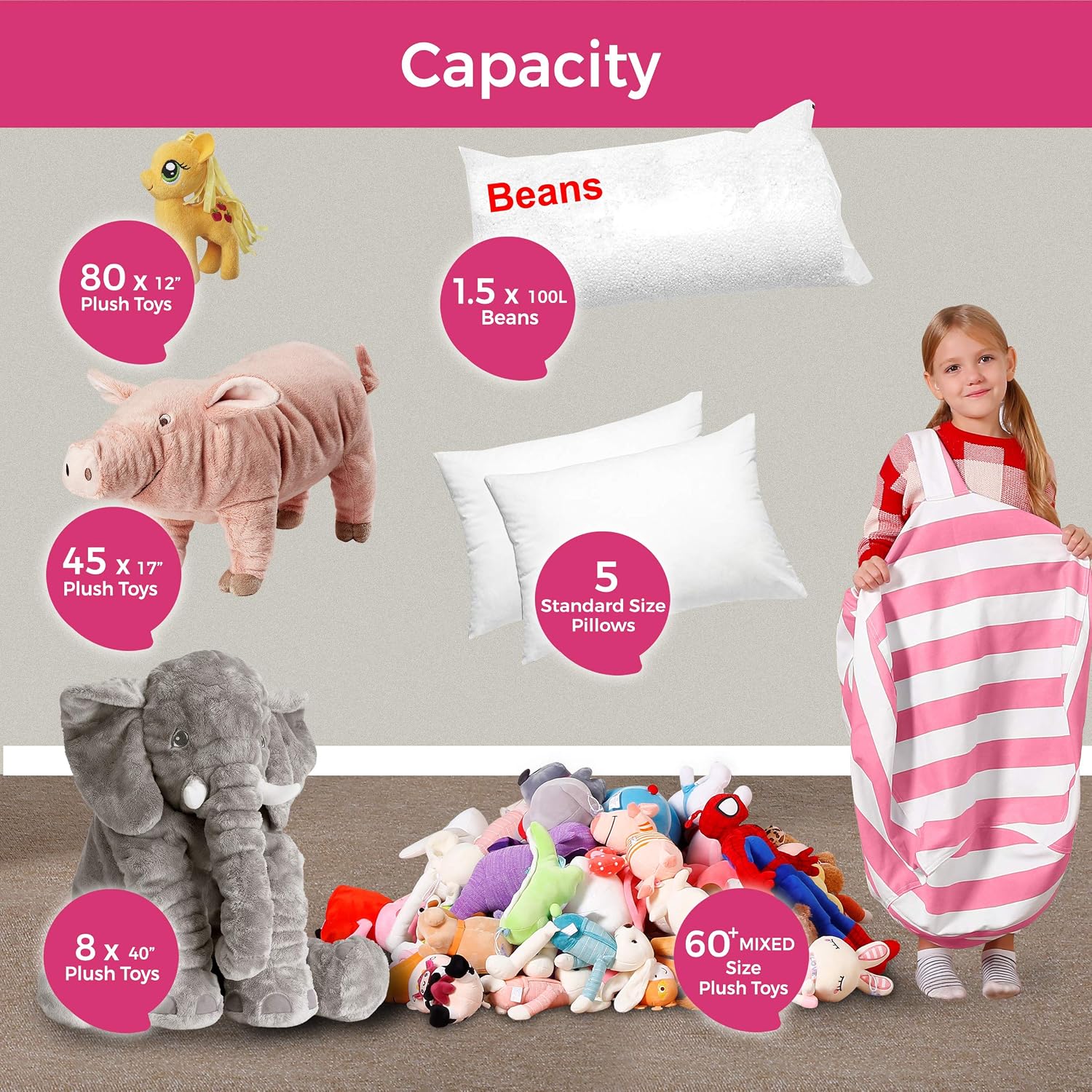 Aubliss Stuffed Animal Bean Bag Storage Chair, Beanbag Covers Only image 4
