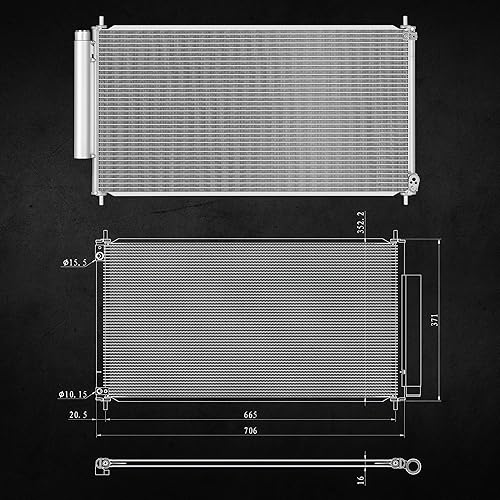 Miniatura 4 de DWVO Condensador del aire acondicionado del condensador de la CA del AC Compatible con 2012 2013 2014 2015 Civic 1.8L 2.4L L4