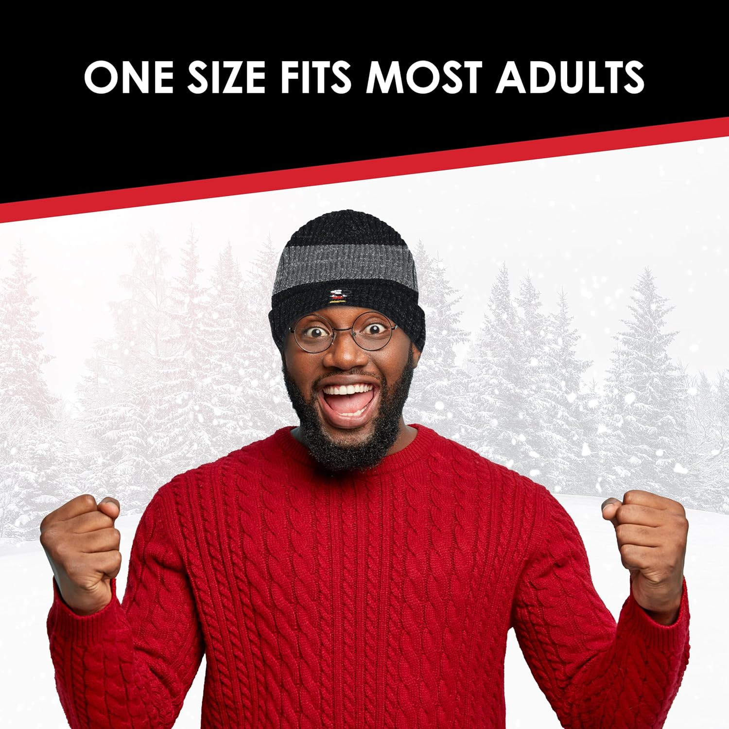 Concept One Unisex-Adult Disney Mickey Mouse Cuffed Beanie Hat, Knitted Stocking Cap - Image 4